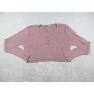 American Eagle Shirt Womens 2XL XXL Pink Long Sleeve Crop Top‎ Casual Ladies*